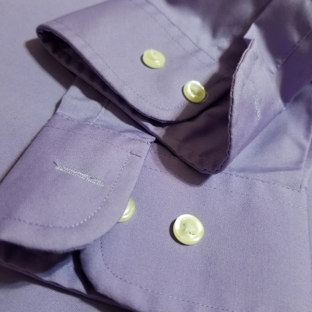 STAFFORD Lavender Purple Mens Long-Sleeve Dress Shirt-M - Picture 5 of 5